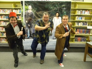 This is what happens when these three meet! Anthony the 11th Doctor (left), Mr. Maberry (middle) and me (right) running from zombies. 