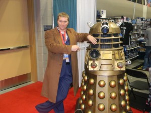 I've harassed this Dalek every year, and I was excited to do so this time since I had a real costume. But his batteries were dead. He must've been so scared, he shut down. :P